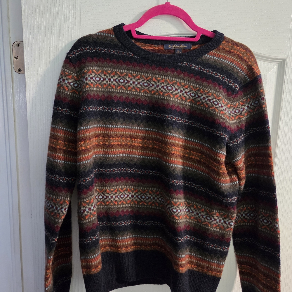 EUC Brooks Brothers Fair Isle Lambswool Crewneck Sweater- Size Size XL M/2XL W - Picture 3 of 6